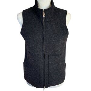 J. Crew black sleeveless mock neck zip up wool sweater vest with pockets size XS